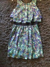 NWOT PRINCESS VERA WANG Colorful Sleeveless Dress Size 9 Upper Layered Look 
