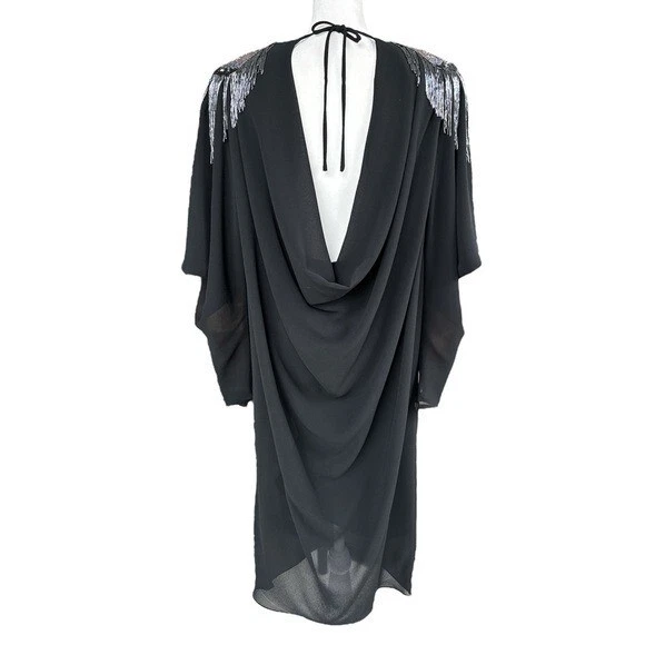 Vestido Casadei Vintage Años 80 Cuentas Hombro Negro 4 Foto 2 de 4