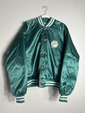 Vintage NFL Miami Dolphins Chalk Line Satin Jacket Men’s XL - Rare Green Retro