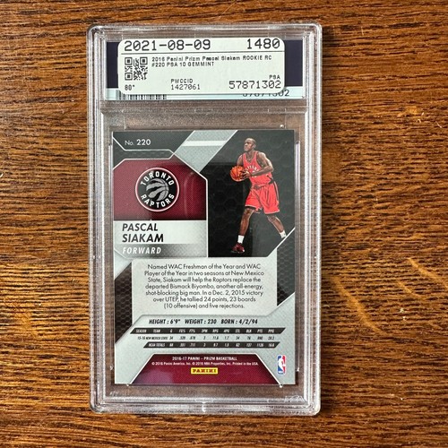 2016-17 Panini Prizm Pascal Siakam #220 Rookie RC Basketball Card PSA 10 - Picture 2 of 2