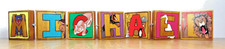 Beautifully Hand-painted Children's Illuminated Animal Alphabet tiles: "MICHAEL"