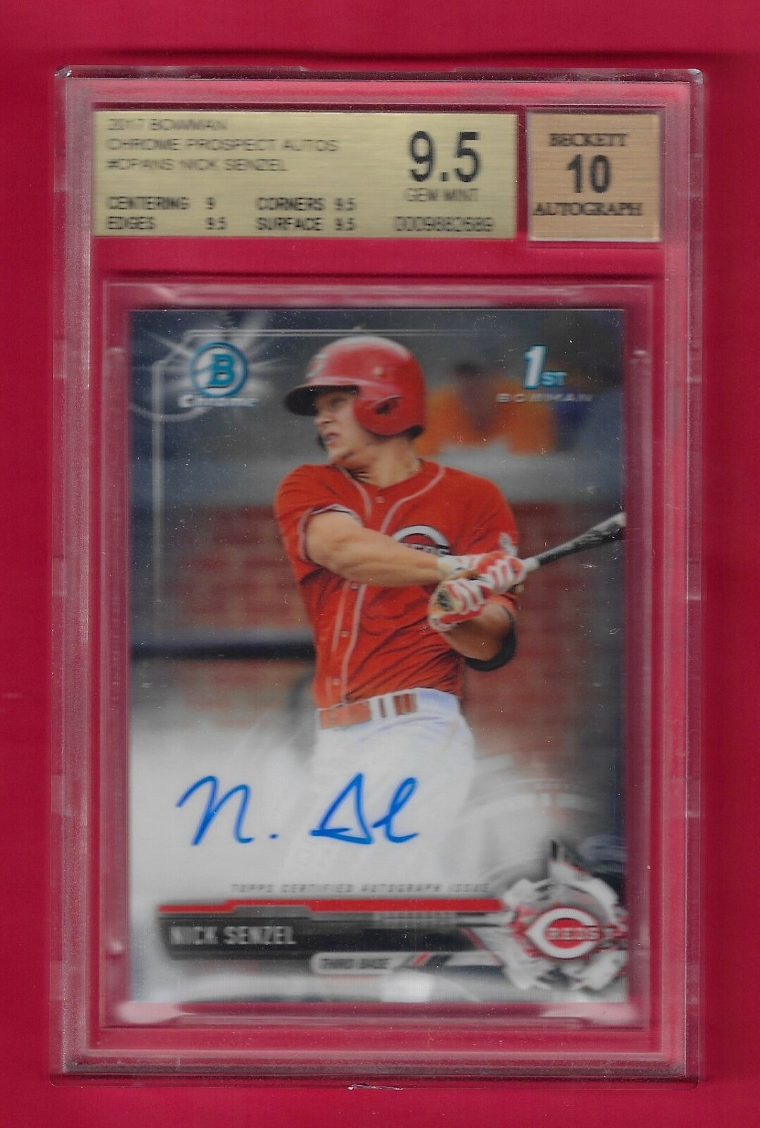 NICK SENZEL 2017 1st Bowman Chrome Prospect AUTO CPA-NS BGS 9.5 / 10