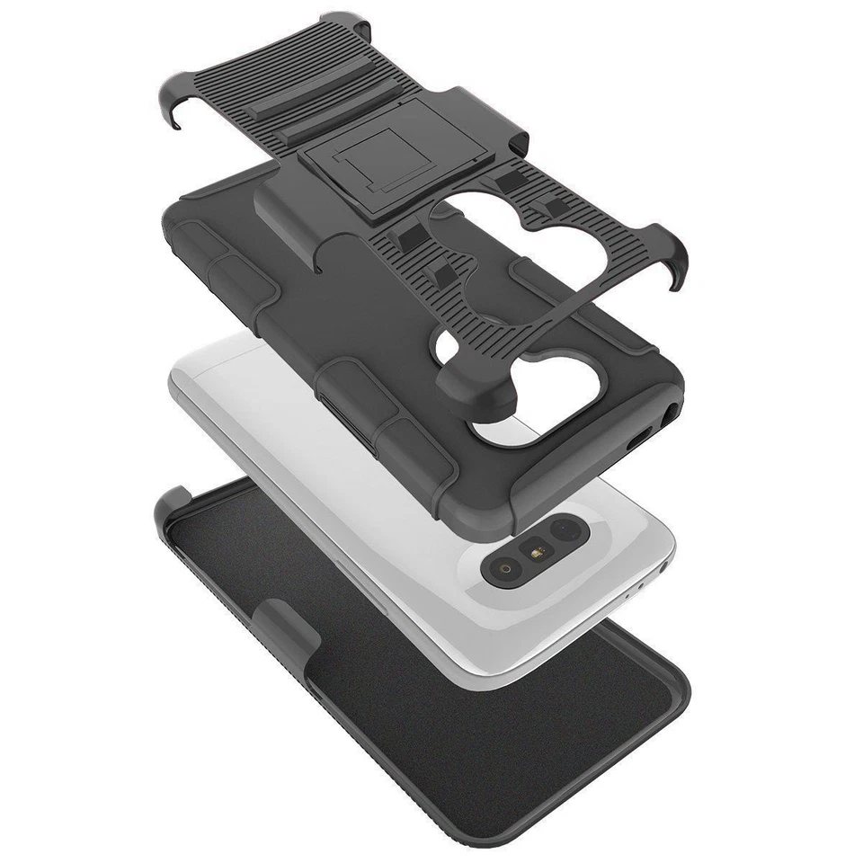 For LG G6 Plus Hybrid Armor Rugged Kickstand Holster Belt Clip Protective Case - Image 3 of 4