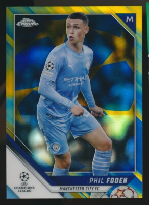 2021-22 UEFA Topps Chrome #129 Blue Gold Starball Phil Foden 23/75 Man city RARE