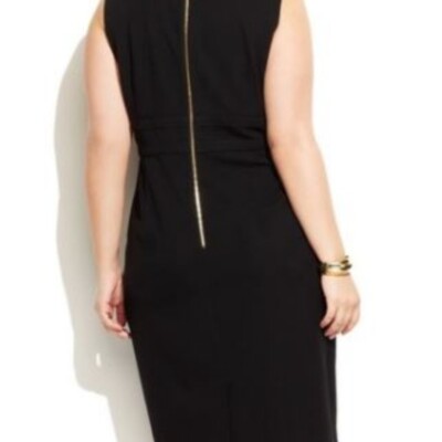 Calvin klein M 10 Black Sheath dress Sleeveless Double Gold Buckle Career LBD | eBay Calvin klein M 10 Black Sheath dress Sleeveless Double Gold Buckle Career LBD | eBay