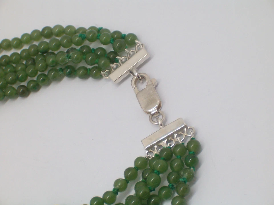 Collana in GIADA naturale e chiusura in ARGENTO 925 - girocollo pietra dura - - Immagine 4 di 4