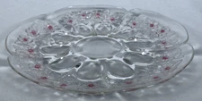 Mikasa Walther Crystal Glass Deviled Egg Platter Floral Pattern W Germany 12-1/2