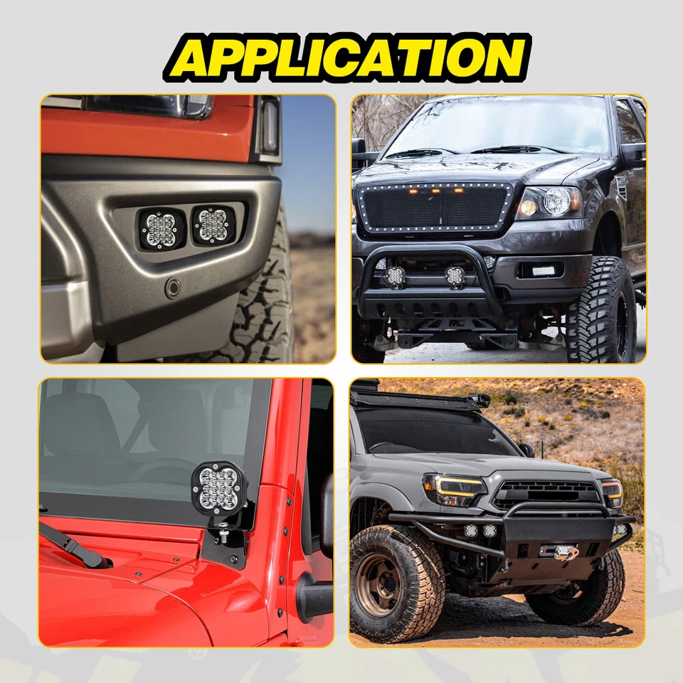 Luces antiniebla de conducción ámbar de 3" cápsula de zanja de respaldo todoterreno camión para Ford Bronco Foto 3 de 4