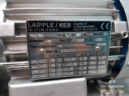 LAIPPLE / KEB | MA63B6 | B1641767 | NMS50 | i=80/1 | kW=0,12 | Motorreductor - Imagen 2 de 13