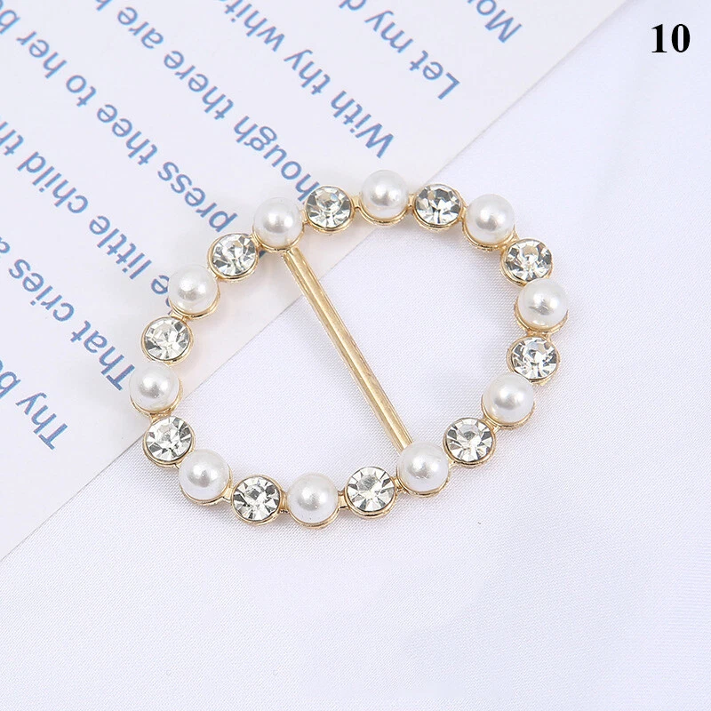 Pearl Rhinestone Buckle Corner Knot Buckle Ring Waist Buckle Light Luxury ^ - Image 4 of 4