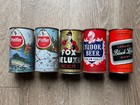 Lot 5 Vintage Flat Top Beer Cans - Pfeiffer Fox Deluxe Tudor Black Label