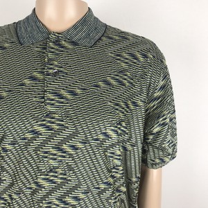 Jhane Barnes Menswear Mens Large Polo Shirt Green Blue Teal