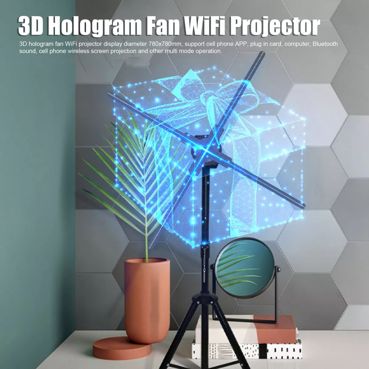 3D Hologram Fan WiFi Projector LED Advertising Display Projector For Win