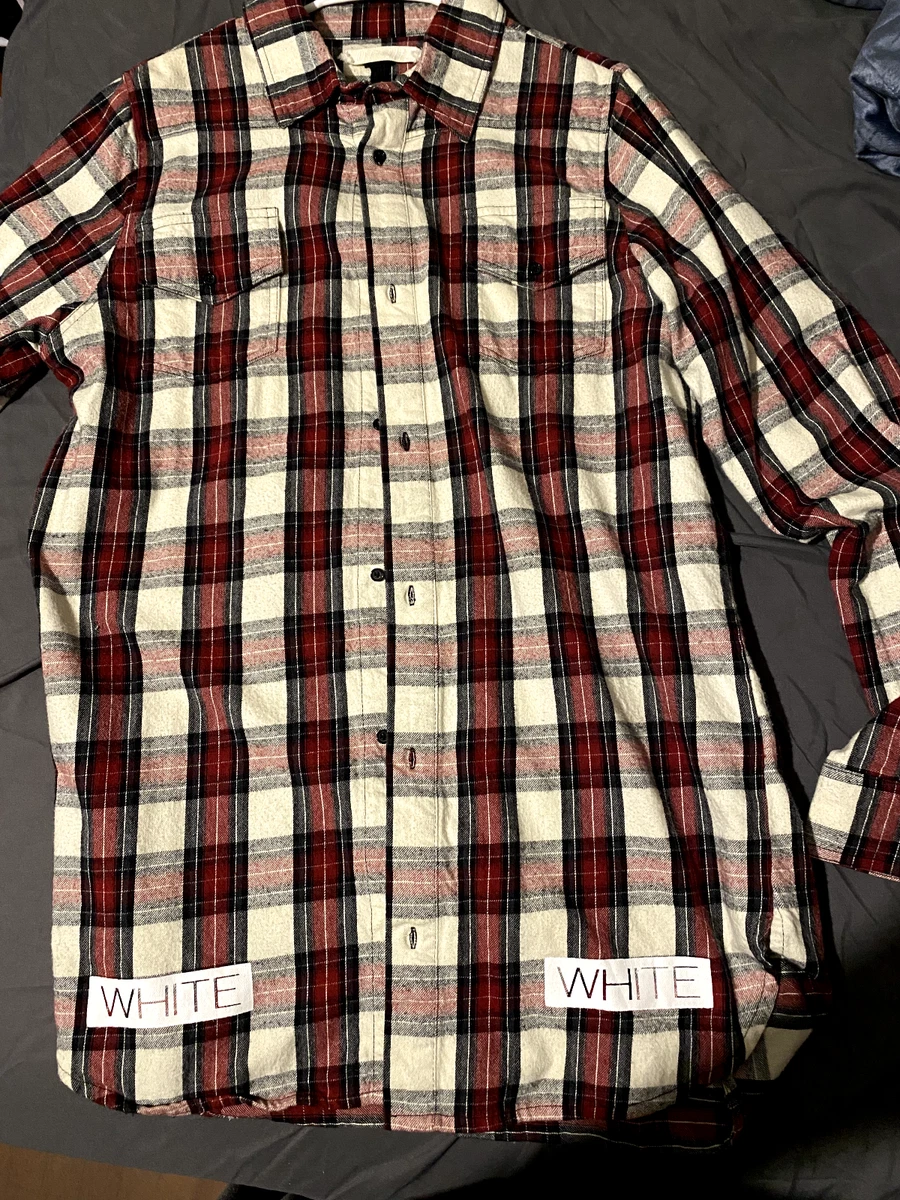 OFF-WHITE C/O VIRGIL ABLOH Red + Checked Oversized Flannel Shirt Size | eBay