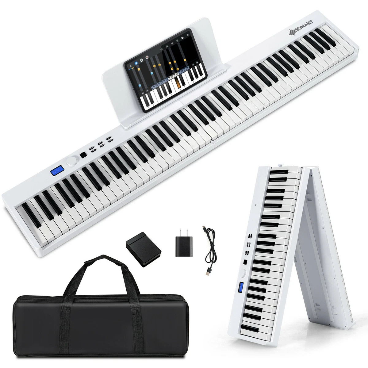 88 Key Folding Electric Piano Keyboard Semi Weighted Full Size