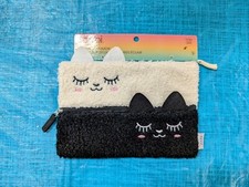 Kitty Dual Pocket Pencil Case - Black  White - Yoobi