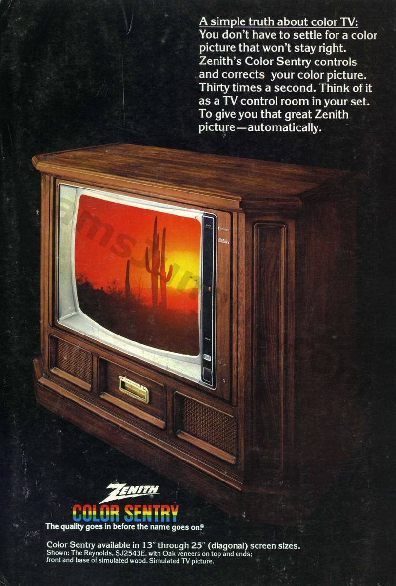 1978 Zenith Color Sentry Console Television OLD PRINT AD Wall