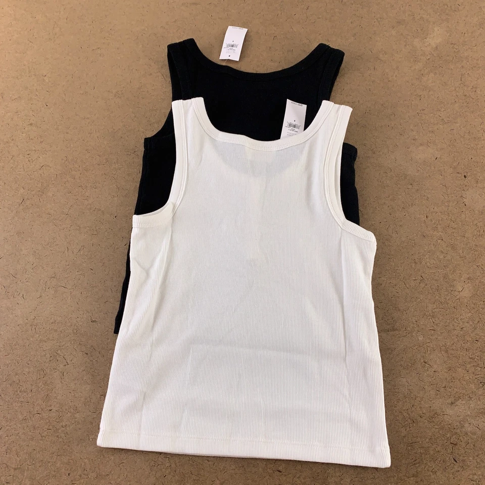 Gap Girl's 8 码黑色/白色亨利背心 2 件装全新带标签 — 第 3/4 张图片