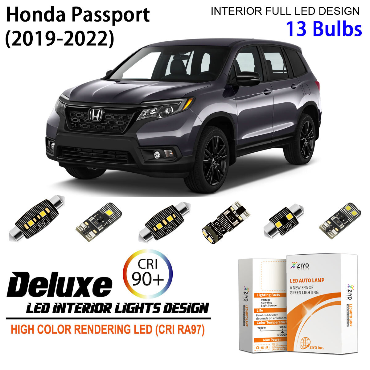 LED Interior Light Kit for Honda Passport 2019-2022 White LED