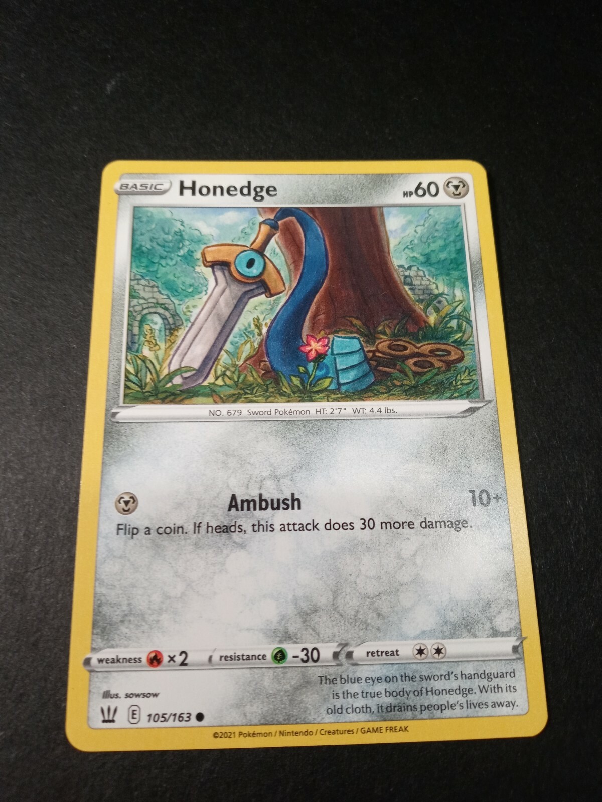 Pokemon Battle Styles Honedge Common Card 105/163 NM