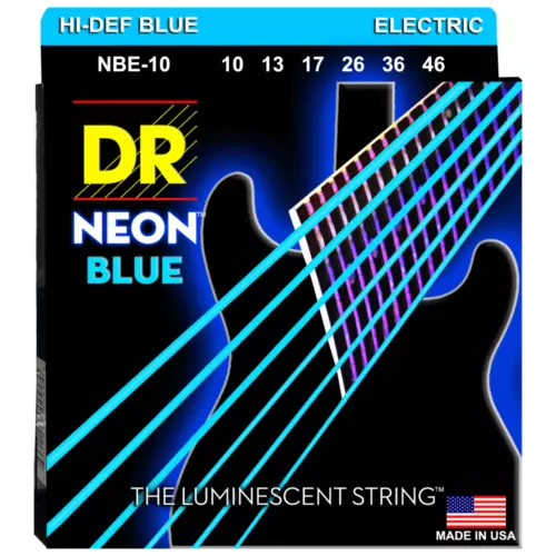 DR Strings NBE-10 NEON Blue Coated Electric Medium 10-46