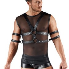 T-Shirts eng transparent Wetlook Glanz Herren Hemden schwarz Muskelshirt "Mason"