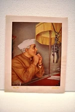 Vintage Lithograph Print Pandit Jawaharlal Nehru Addressing The Nation On Radio