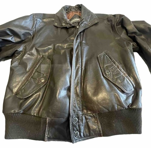 Vintage Members Only Leather Cafe Racer Size 40 Small Black Bomber Jacket - Picture 3 of 16