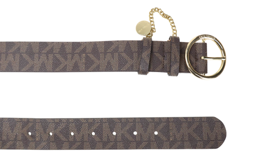 MICHAEL KORS Chain Belt Women's ONE SIZE Logo Embroyed Gold Layed Bluckle - Picture 4 of 14