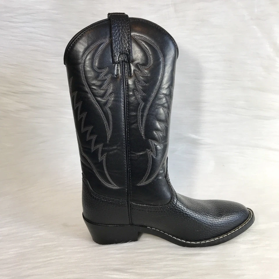 Express Rider Zapatos Para Hombre 8 Negro Botas de Vaquero Trivette Imitación Cuero Western Foto 2 de 4