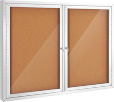 Weather Resistant Enclosed Bulletin Board with Locking Doors - Wall Mounted