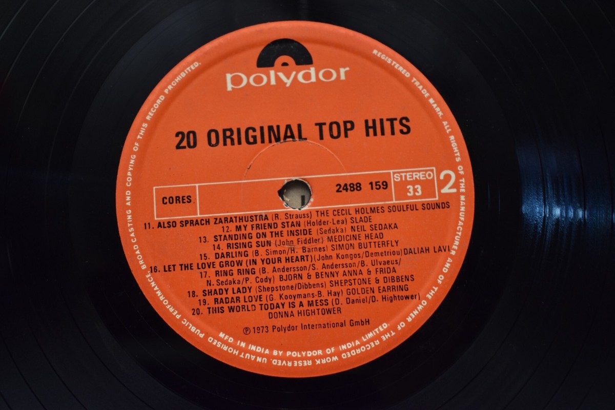 Vintage Vinyl Record 20 Original Top Hits English Vinyl Lp With
