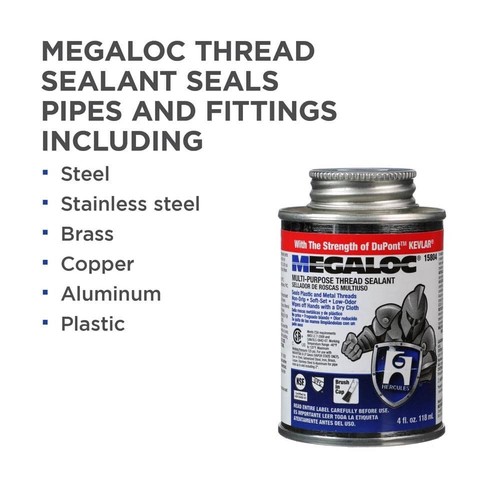 Megaloc 4 Oz. Pipe Thread Sealant | Hercules Oatey Oz Original Show Liquid O - Picture 2 of 7
