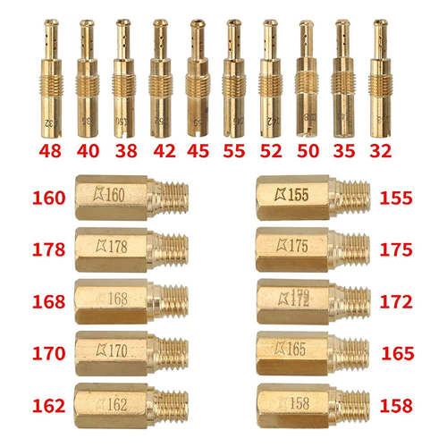 10Pcs Carburetor Main JETS kit & 10Pcs Slow Pilot Jet for PWK Keihin OKO CVK PWM - Picture 21 of 24