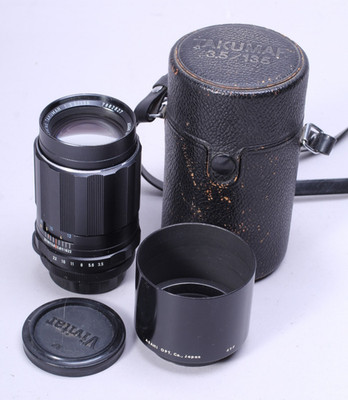 ASAHI PENTAX SUPER MULTI COATED TAKUMAR 135MM F/3.5 W CAPS HOOD CASE CLEAN GLASS