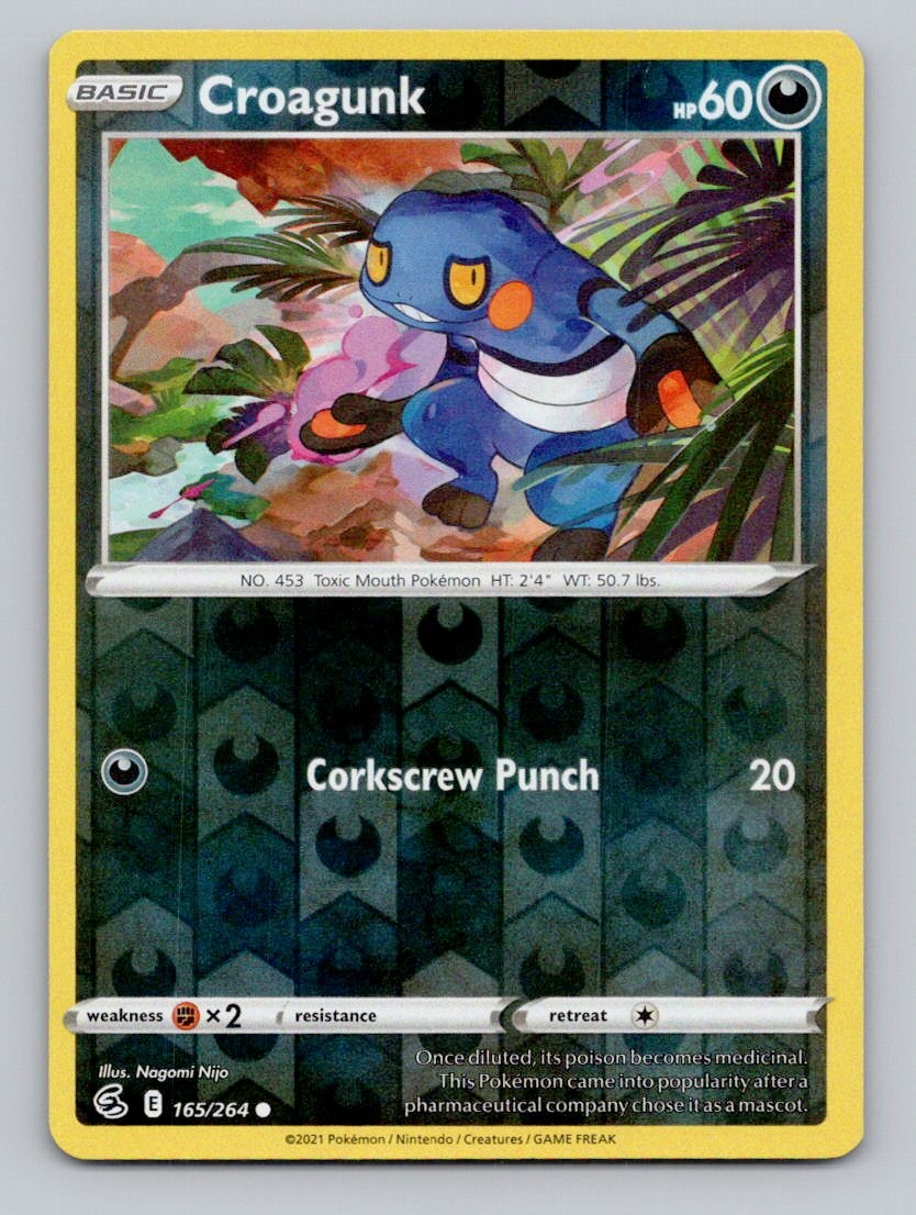 Reverse Holo Croagunk 165/264 Common SWSH08: Fusion Strike Pokemon