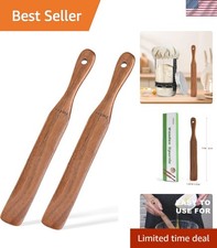 2 Pack Wooden Spurtle for Sourdough Starter, Mixing, Reaching Bottom of Jar, ...