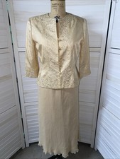 Women's Vintage 90s Y2K Papell Petite Silk Chiffon 2 Pc Skirt Suit Sz 8P MOTB