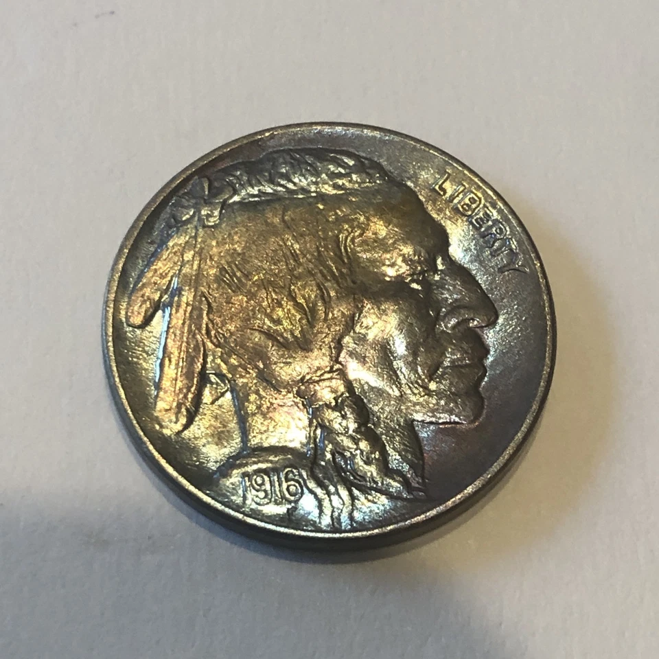 1916 Buffalo Nickel Brilliant Uncirculated Amazing Toning - Image 2 of 4