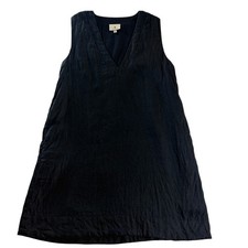 Tuckernuck Melanie Black 100% Linen Mini Dress S V-Neck Sleeveless Pockets