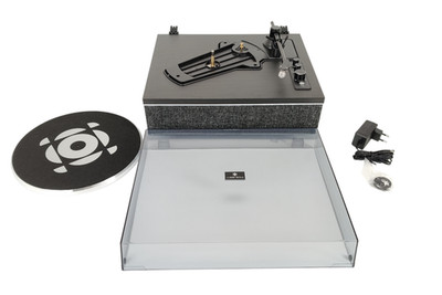 Qlearsoul One S All-in-One-Plattenspieler mit Lautsprechern, Farbe: Schwarz