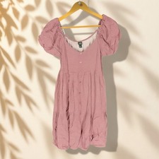 Wild Fable Dress Women S Small Pink Polka Dot Shift Midi V-Neck Button Rayon