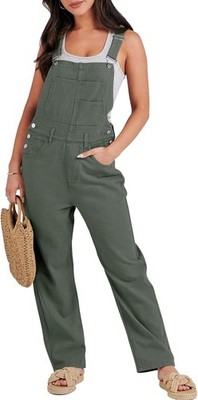 Women Loose Fit Denim Overalls Adjustable Straps Casual Jumpsuit with Pocket