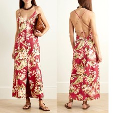 Zimmermann Lexi Floral Linen Midi Slip Dress Red Palm US 6 AU 1 NWT