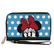 Women's PU Zip Around Wallet Rectangle-Minnie Mouse, 7.5"x4.5"