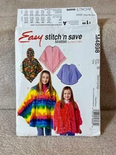 Stitch 'N Save Sewing Pattern M4898 Girls Poncho B (Med-Lrg-Xlg) Uncut FF