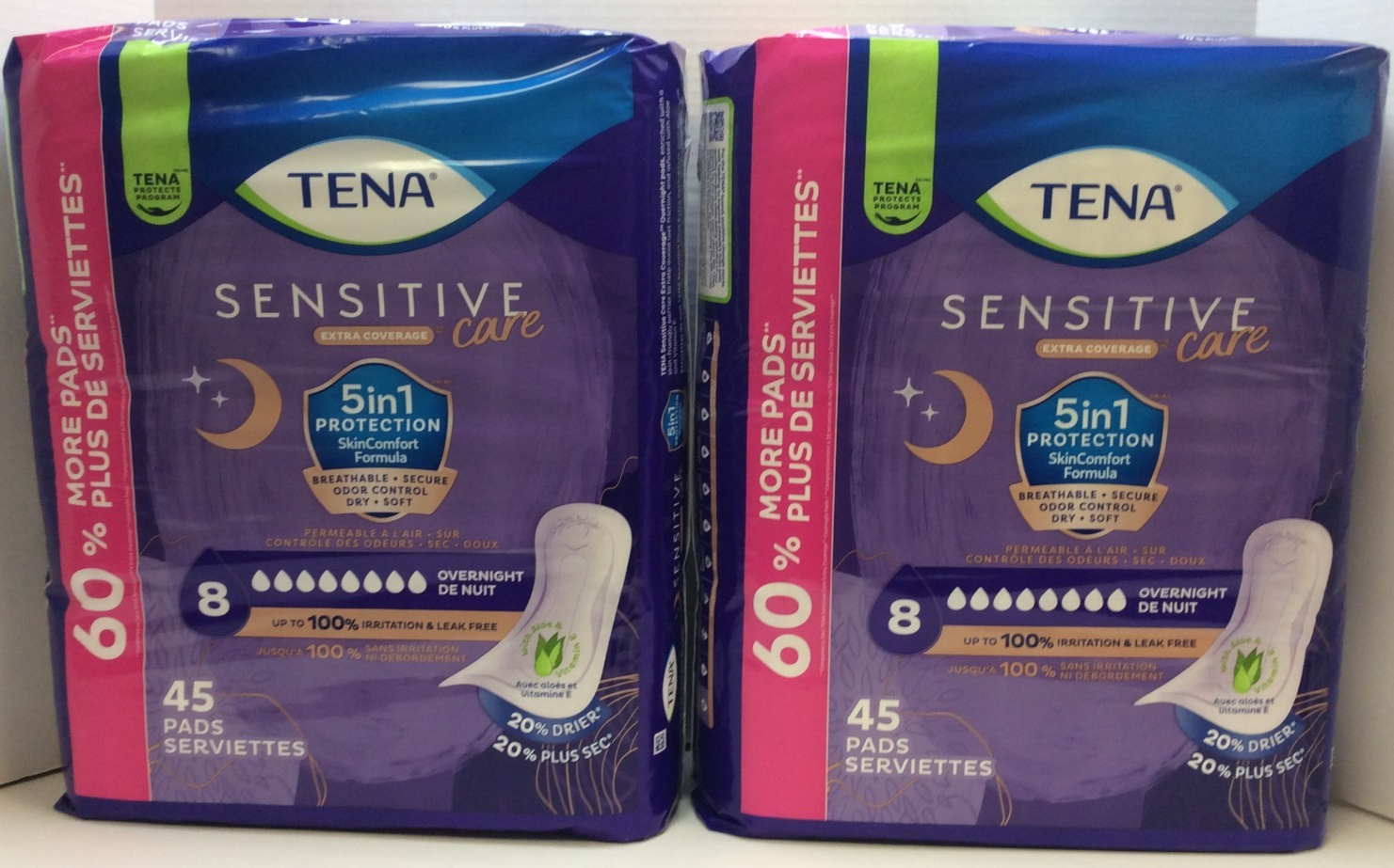 Tena Intimates Extra Coverage Overnight Incontinence Pads, 8 Drop 🎈 90 ...