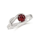 Rose Gold Plated Infinity Round Red Garnet Minimalist Promise Ring Gift For Her