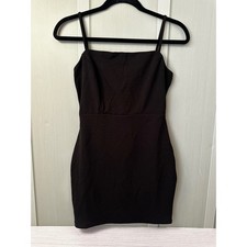 Windsor Black Bow Back Bodycon Mini Dress Square Neck Spaghetti Strap Large