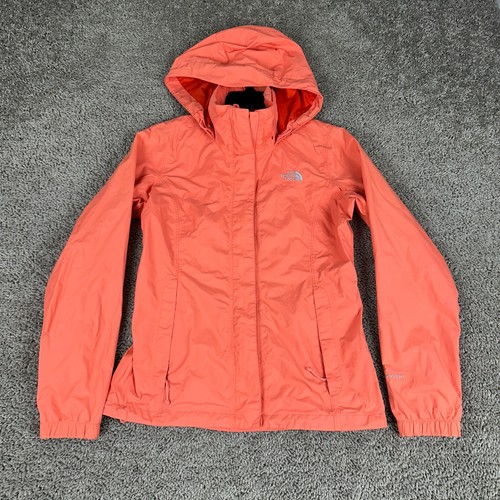 North Face Jacke Damen Small Coral Pink Regenmantel Windbreaker Hyvent Full Zip